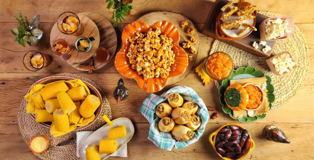 Mesa com comidas típicas